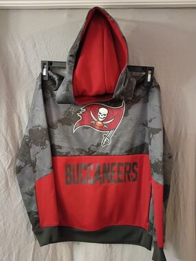 Kids Buccaneers Red & Gray Hooded Pullover Sweatshirt